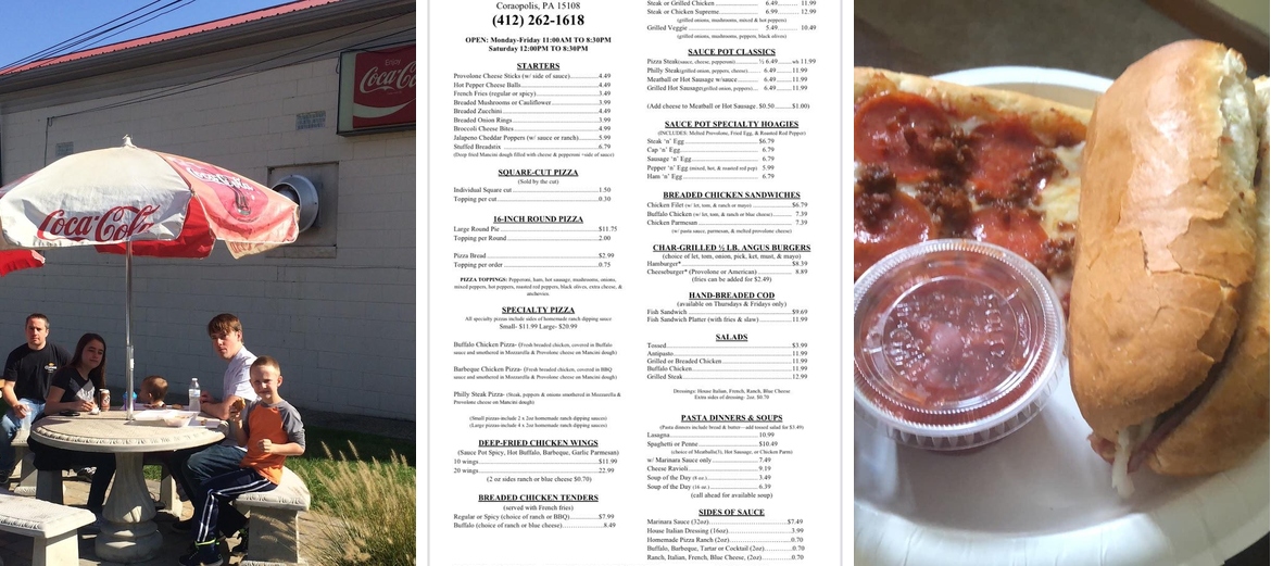 The Sauce Pot Menu