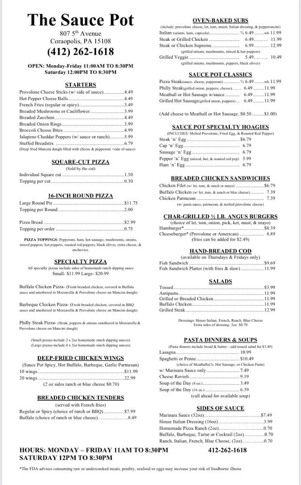The Sauce Pot Menu image 1